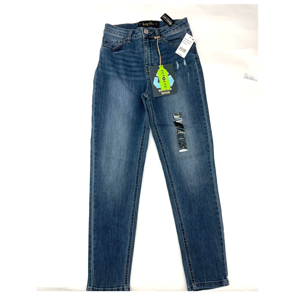 Indigo Rein Women's Distressed Mom Jeans Med Blue NWT - Picture 1 of 4
